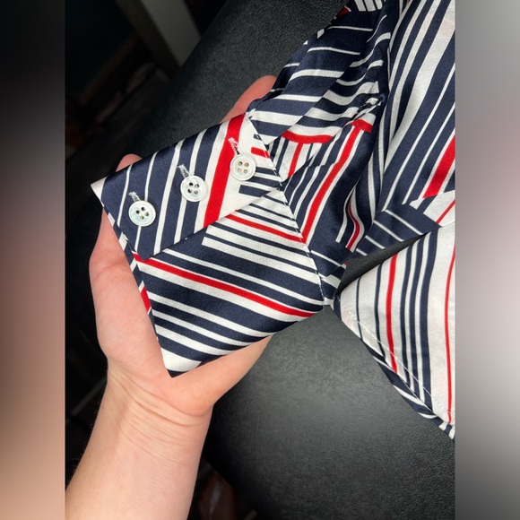 Austin Reed Vintage 100% Silk Blouse – Navy/Red/White – Sz 10 (modern 6) - Picture 12 of 16